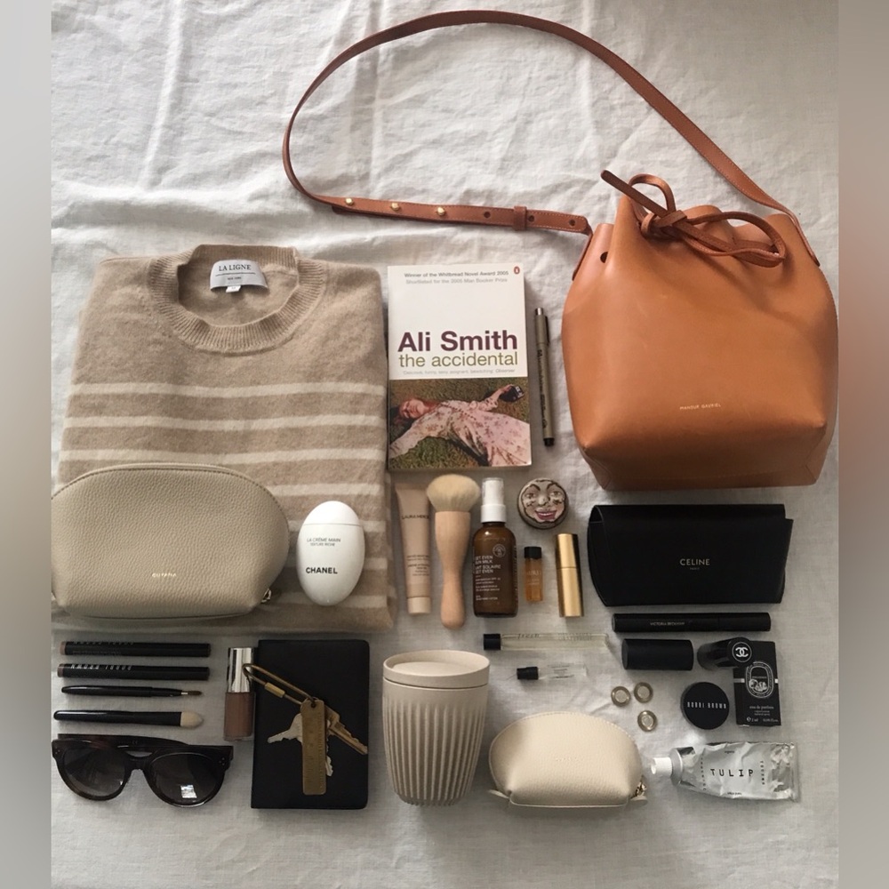 Like New Mansur Gavriel Mini Bucket Bag in Cammello/Rosa Dust Bag, Box Included